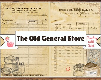 Vintage-Laden-Bastelset zum Ausdrucken: Junk Journal, Scrapbook, Collage