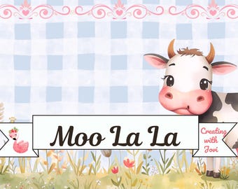 Moo La La Digitales Junk-Journal-Set zum Ausdrucken, Tagebuch Kuh zum Ausdrucken