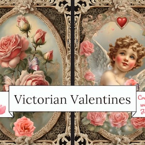 Victorian Valentines Printables, Victorian Valentines Junk Journal & Scrapbook Pack, Vintage Valentines Day Card Making, Valentine Ephemera
