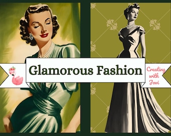 Vintage Fashion Junk Journal Kit: Glamorous Ladies Collage (Digital Download)