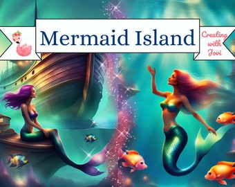 Mermaid Junk Journal Kit: Ocean Scrapbook Pages, Ephemera (Digital Download)