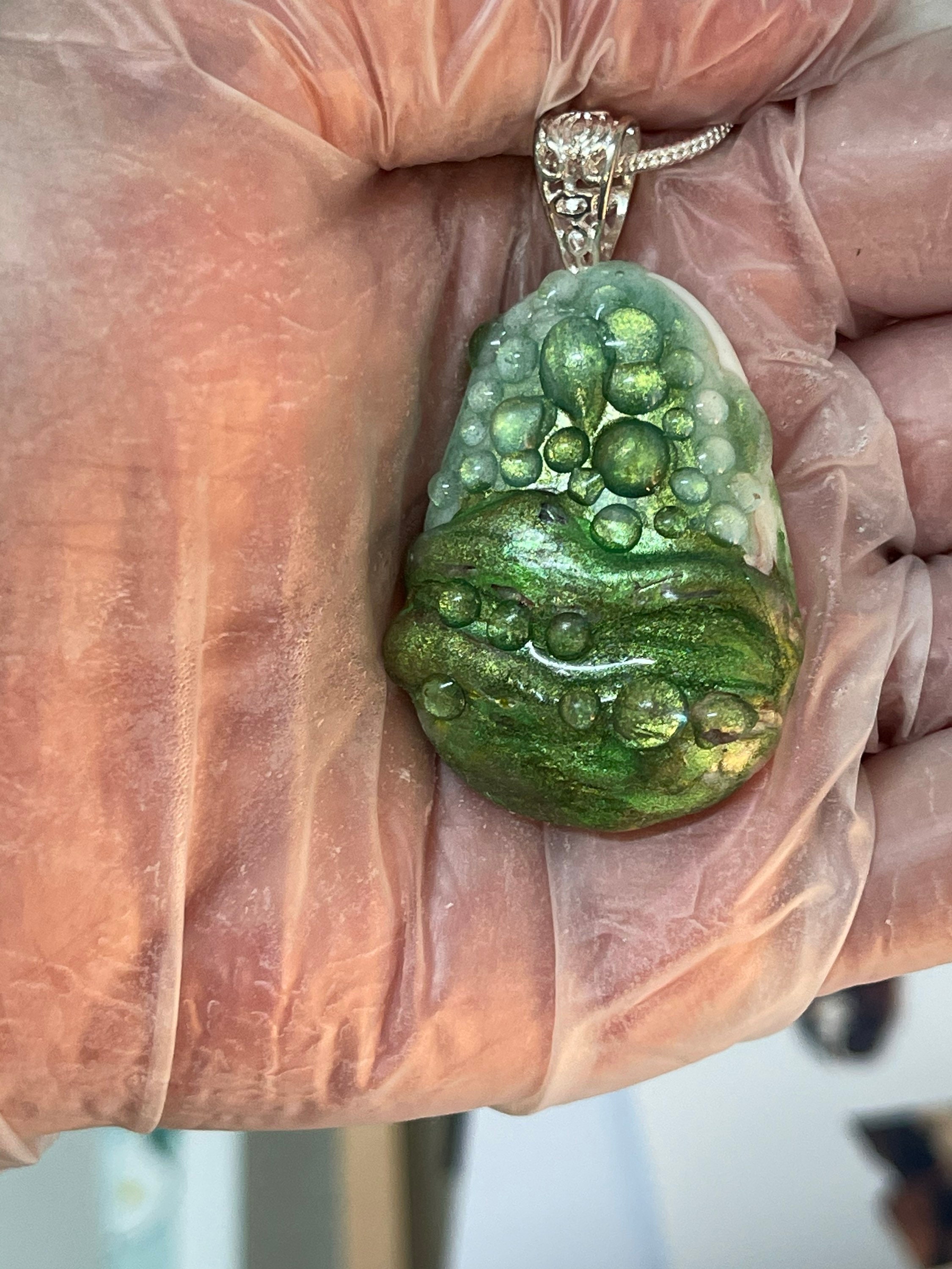 Handmade Fused Glass Resin Pendant Etsy