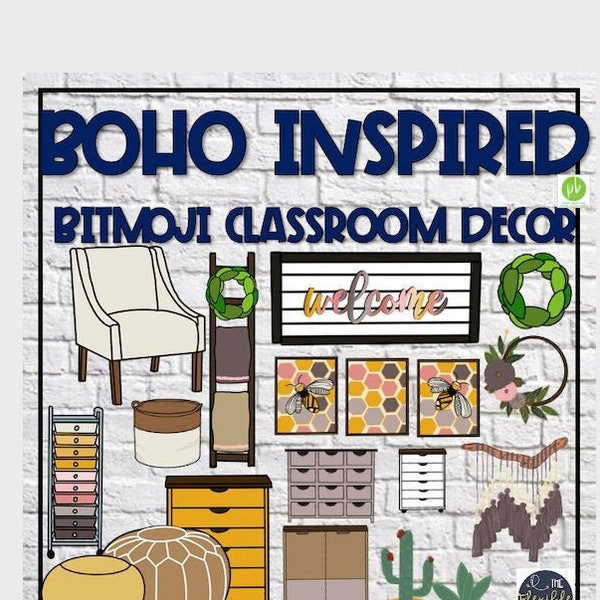 Boho Decor Clipart | Boho Furniture Clipart | Bitmoji Clipart | Digital Classroom | Bitmoji Decor