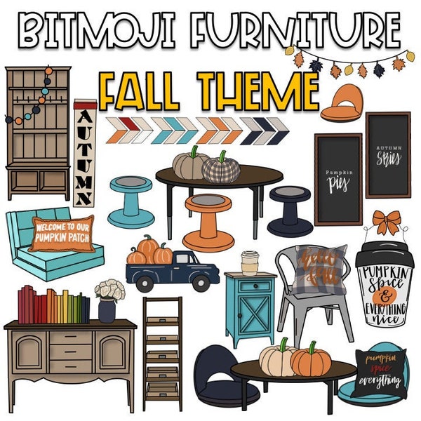 Bitmoji Decor Clipart | Fall Theme Bitmoji | Digital Classroom | Bitmoji Clipart