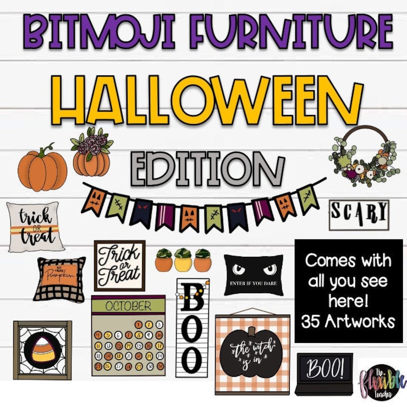 Halloween Digital Classroom Bitmoji Classroom Bitmoji Etsy