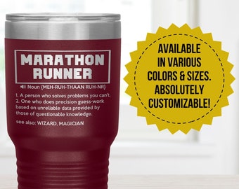 Funny Marathon Runner Gift, Engraved Polar Camel Stainless Steel Tumbler, Stainless Cup, Marathon Runner Insulated Travel Tumbler Mug Gift