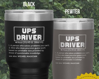 UPS Driver Tumbler Gift, Retirement, Appreciation, Birthday, Christmas Gifts, Stainless Steel Insulated Laser Engraved, In 20 & 30 oz
