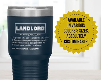 Funny Landlord Tumbler Gift, Personalized Gift , Retirement Gift, Appreciation Gift, Birthday, Christmas Gift, Stainless Steel Insulated Cup