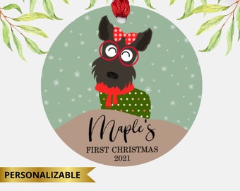 Scottish Terrier Christmas Ornament with Custom Name, Pet Ornament, Dog Ornament Gift, Christmas Pet Gift, Christmas Keepsake, Holiday 2021