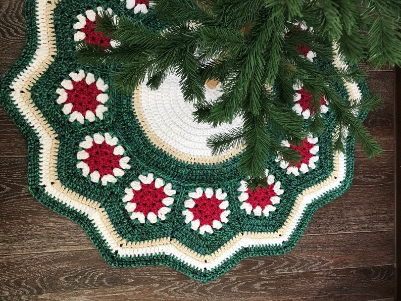 Christmas Tree Skirt. Farmhouse Christmas Decor. Crochet Knit Etsy