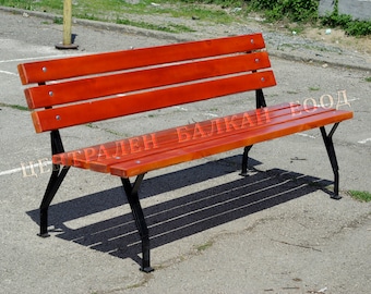 Banc de jardin, Banc extérieur en acier et bois, Banc Outdor, Meubles de jardin, Banc de jardin en acier et en bois, Meubles pour jardin