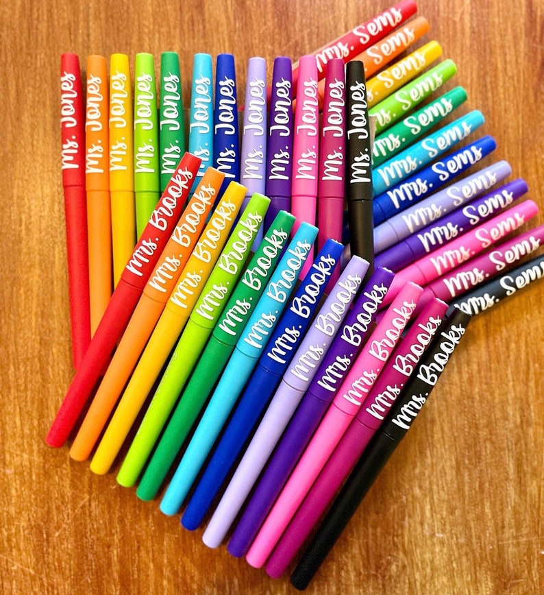 Personalized Flair Felt Tip Pens, set of 12 Monogram Personalized Pens Teacher Appreciation Planner Organization Teacher Gift image 2