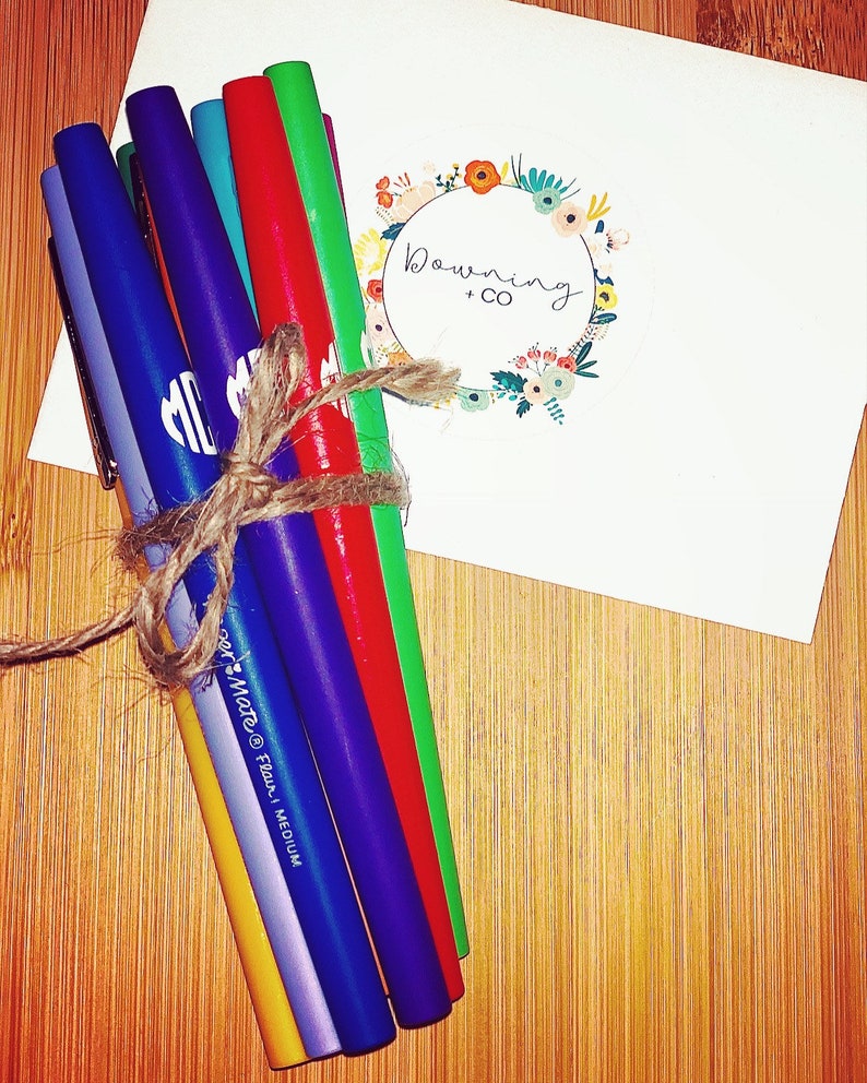 Personalized Flair Felt Tip Pens, set of 12 Monogram Personalized Pens Teacher Appreciation Planner Organization Teacher Gift Block Monogram