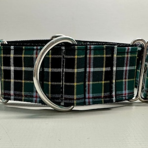 Handcrafted 38mm wide martingale Cornish hunting tartan design greyhound whippet