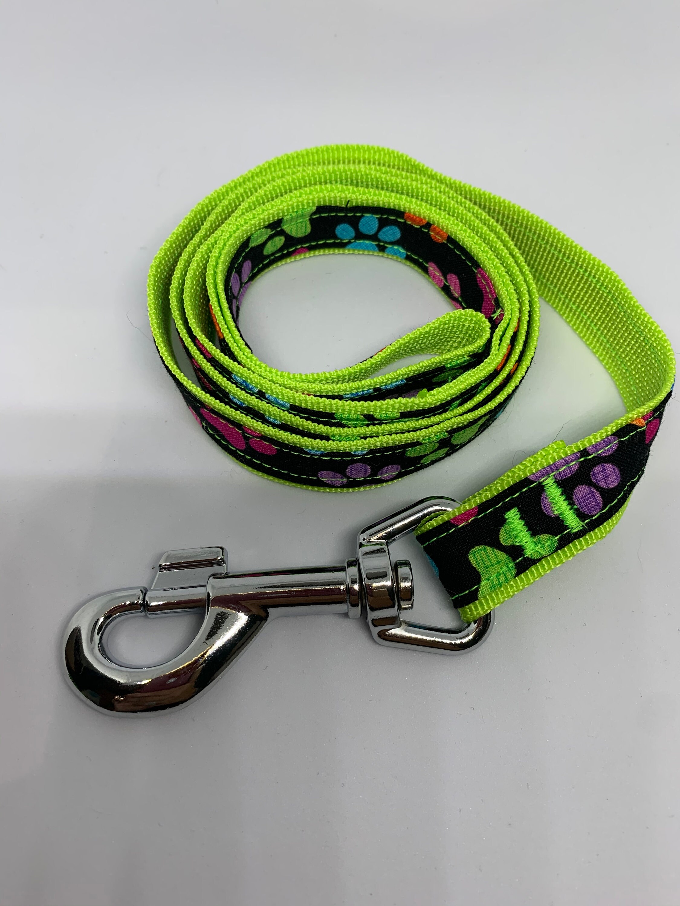 Adjustable dog collar and lead set in rainbow paws design Etsy