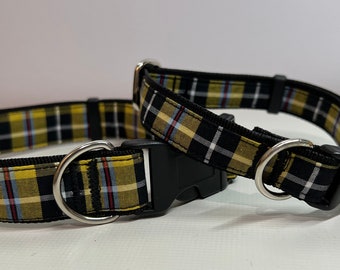 Adjustable dog collar in Cornish tartan design