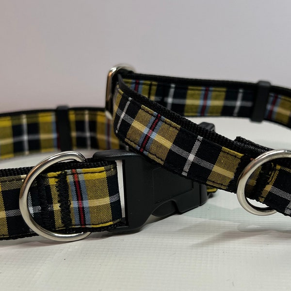 Adjustable dog collar in Cornish tartan design