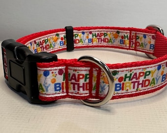 Adjustable dog collar HAPPY BIRTHDAY design