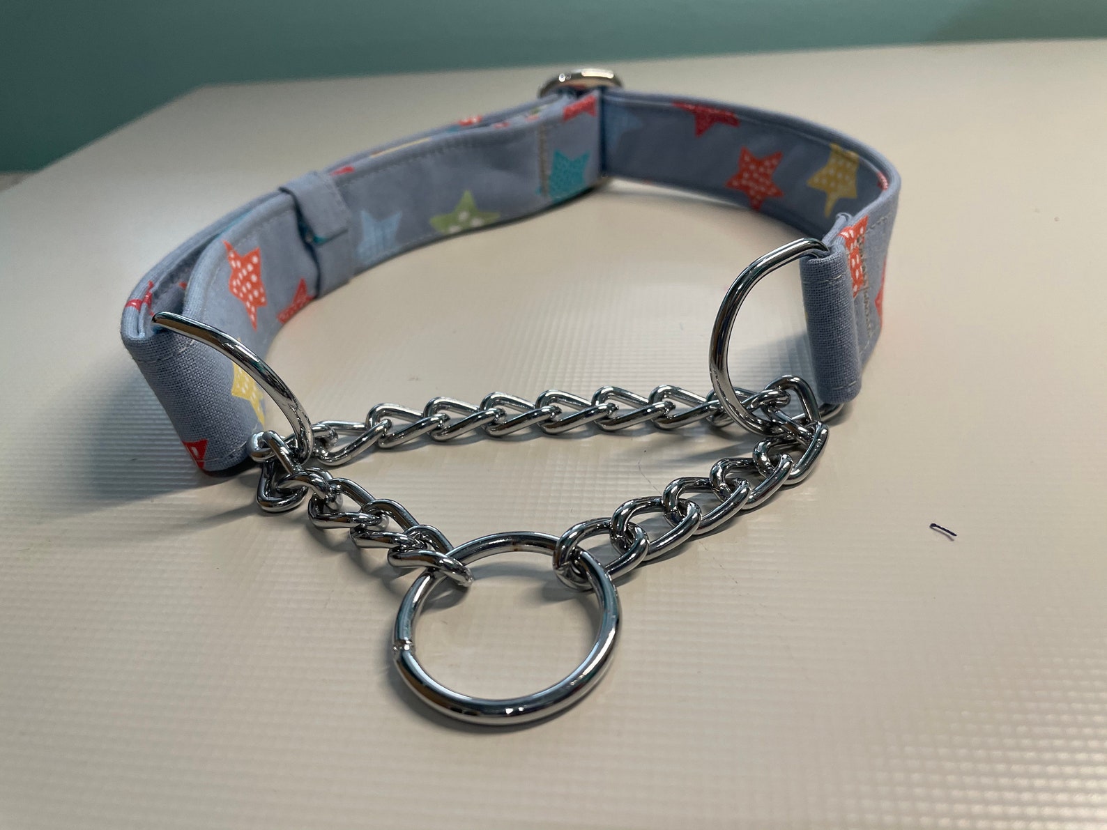 Dog Collar Half Check Choke Chain Cotton Covered Pastel Stars Etsy UK