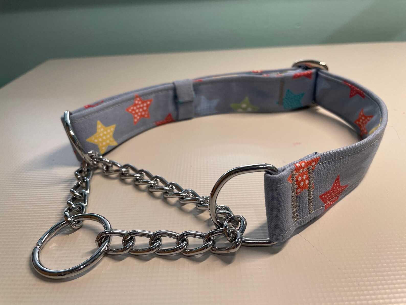 Dog Collar Half Check Choke Chain Cotton Covered Pastel Stars Etsy UK
