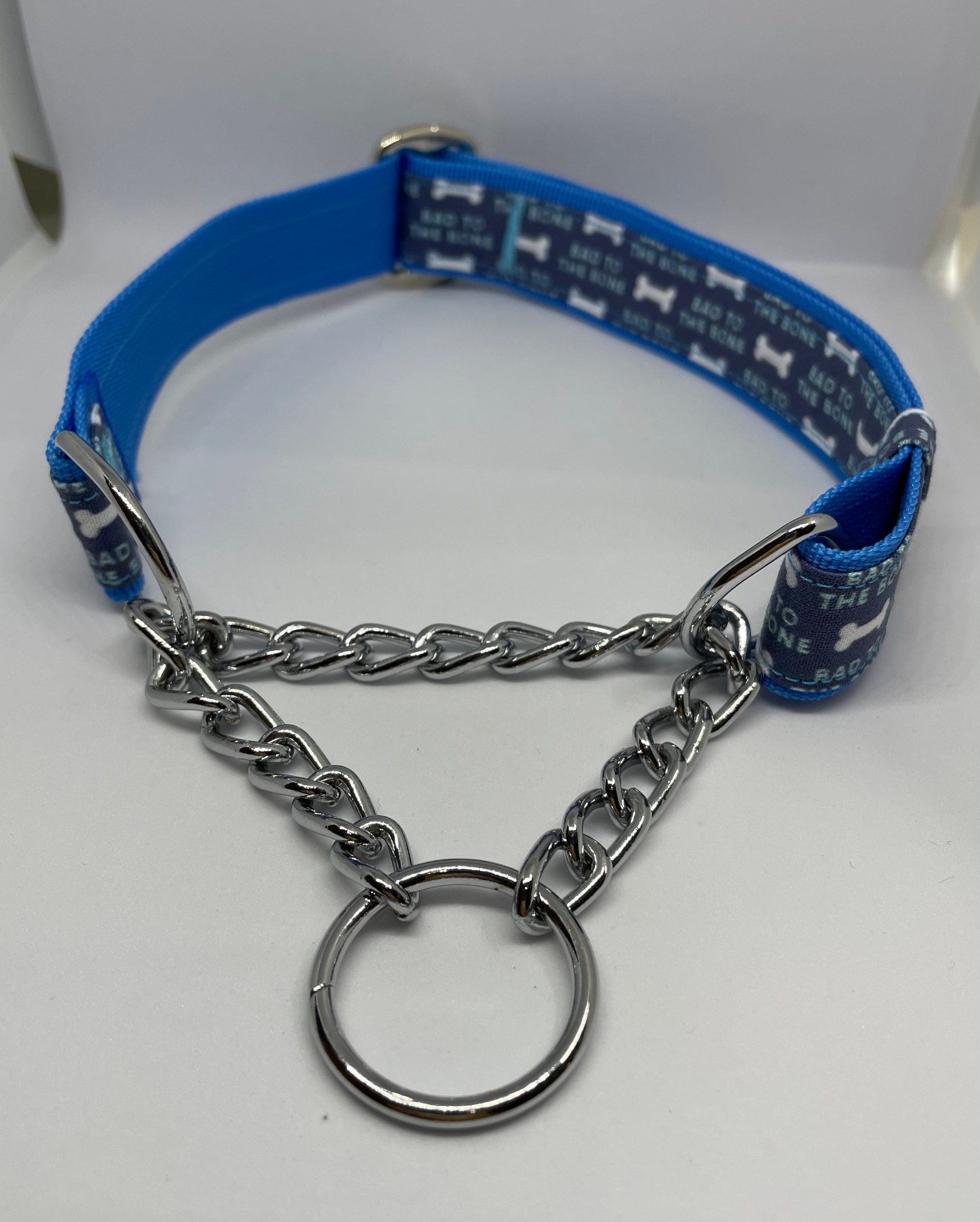 Dog Collar Half Check Choke Chain in Bad to the Bone Design Etsy UK