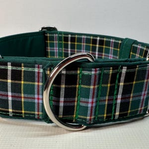 Handcrafted 38mm wide martingale Cornish hunting tartan design greyhound whippet