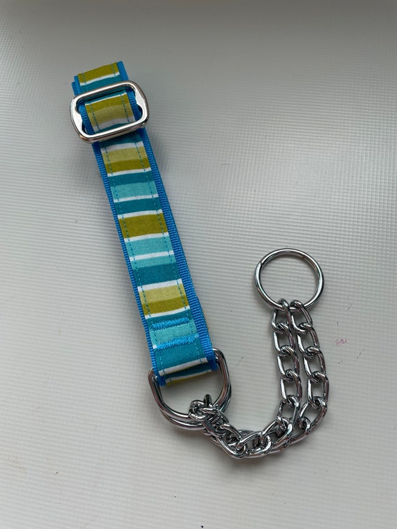 Hundehalsband Half Check Halsband im türkisen Liegestuhl Etsy.de