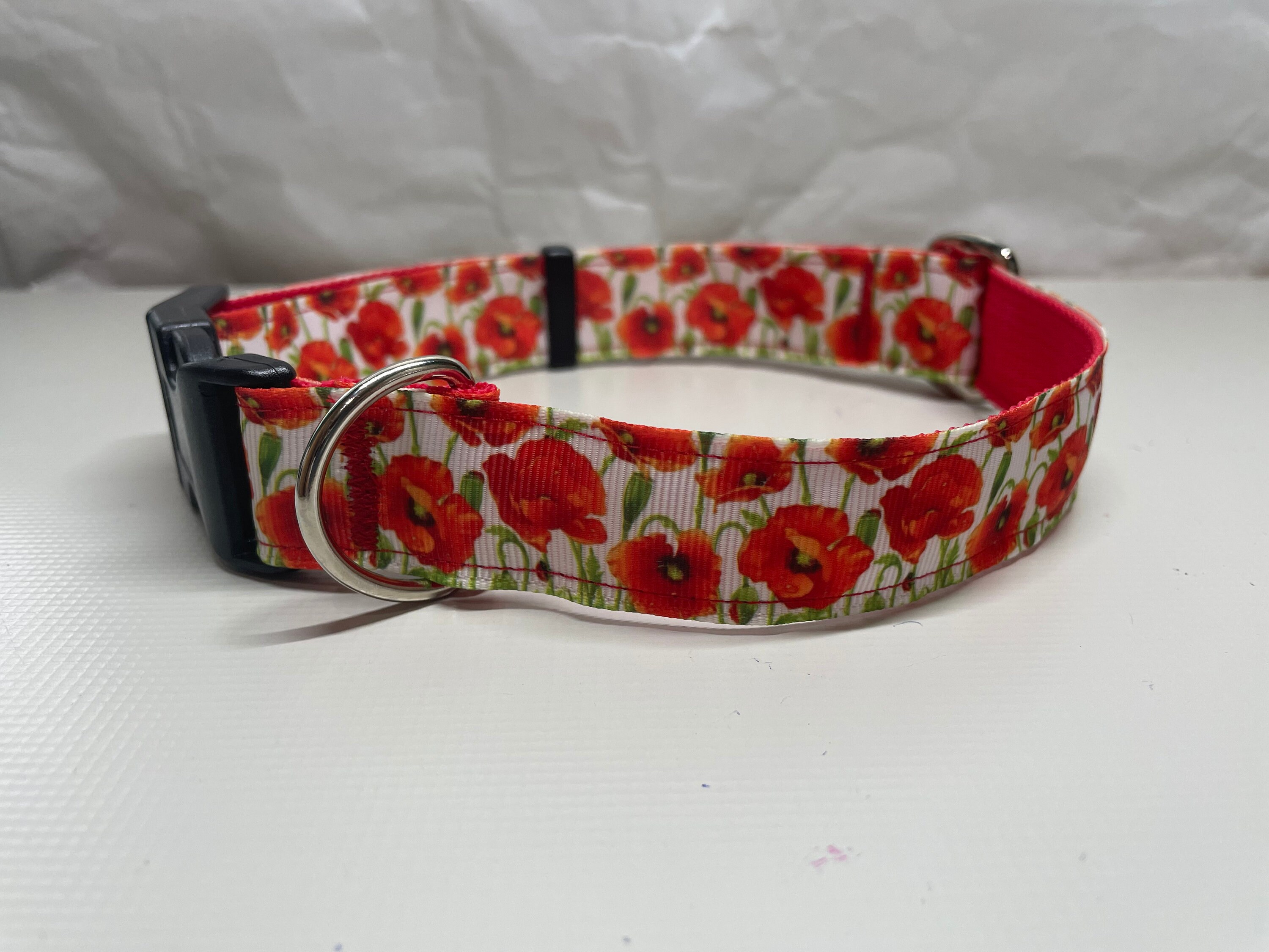 Adjustable Dog Collar in Red Poppies Design Etsy UK