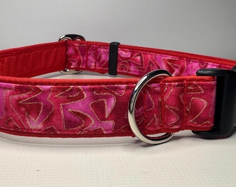 Adjustable dog collar in raspberry burst design