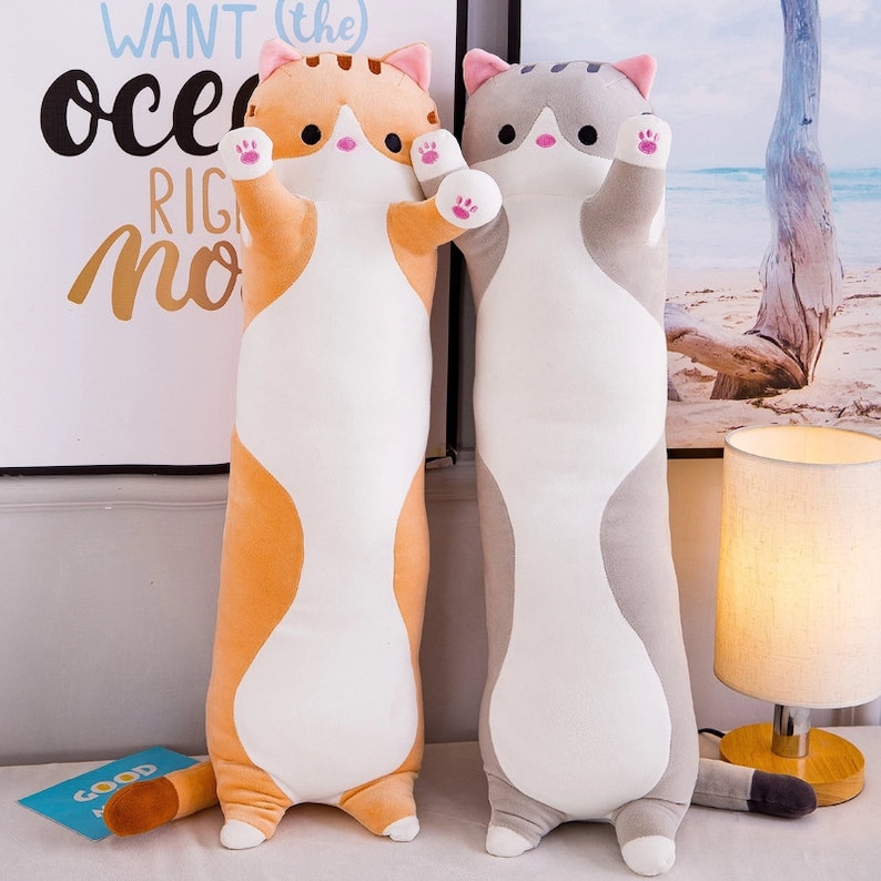 Long Cat Body Pillow Kawaii Cat Stuffed Animal Large Cat | Etsy