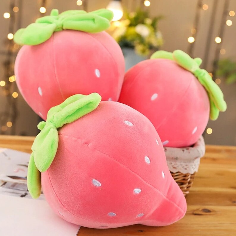 Kawaii Strawberry Plush Mochi Stuffed Animal Toy Plushie Etsy