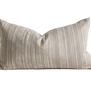 Natural Beige Abstract Stripe Farmhouse Decorative Pillow Cushion Cover || FULHAM BOLSTER