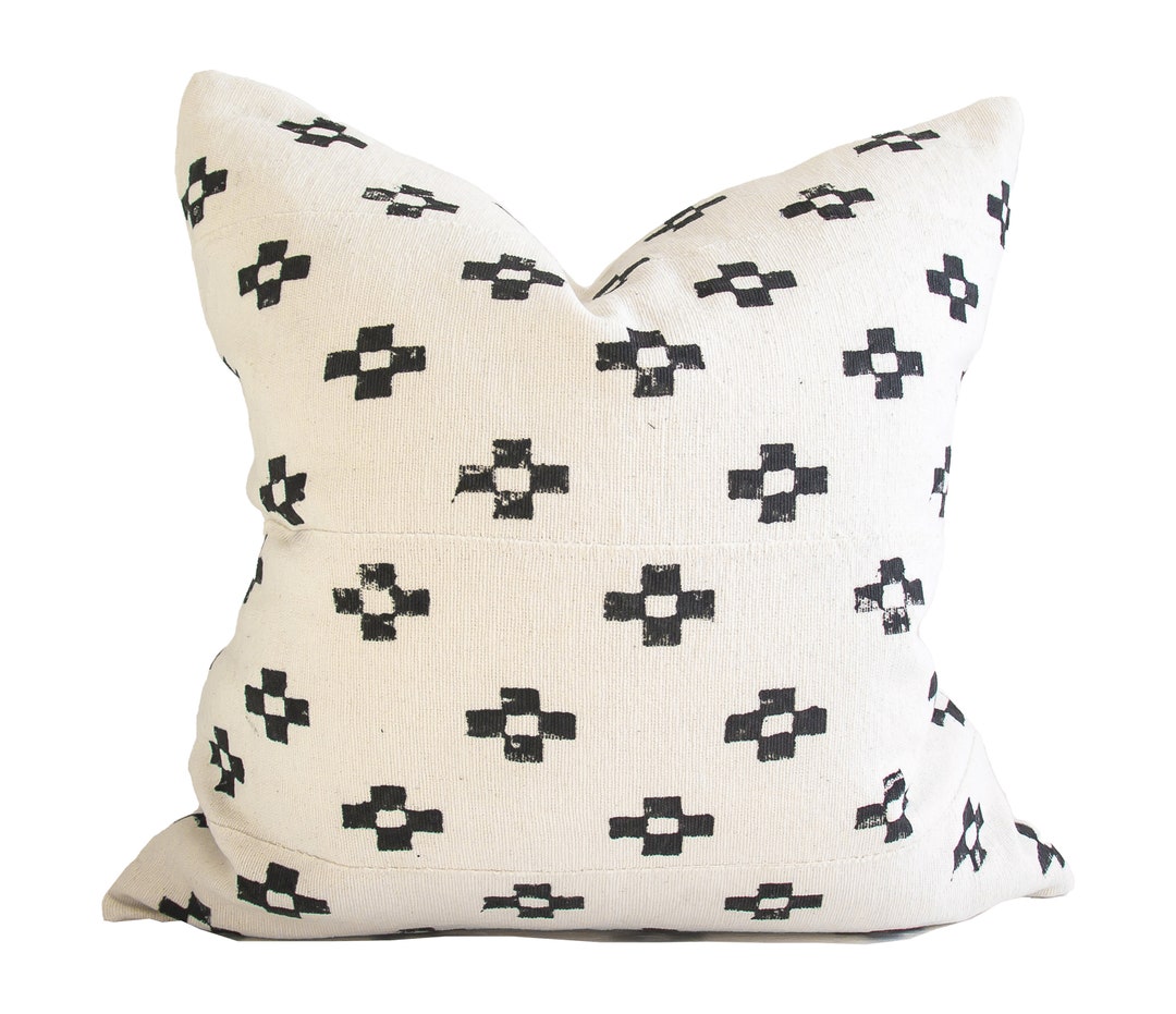 African Mud Cloth Cushion Pillow Cover in White With Black Etsy