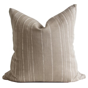 Natural Beige Abstract Stripe Farmhouse Decorative Pillow Cushion Cover || FULHAM