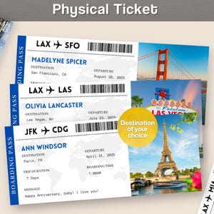 Physisches Ticket Benutzerdefinierte personalisierte Ziel Bordkarte Trave Souvenir Artikel Flug Andenken Überraschung Geschenk Jahrestag Geburtstag R19