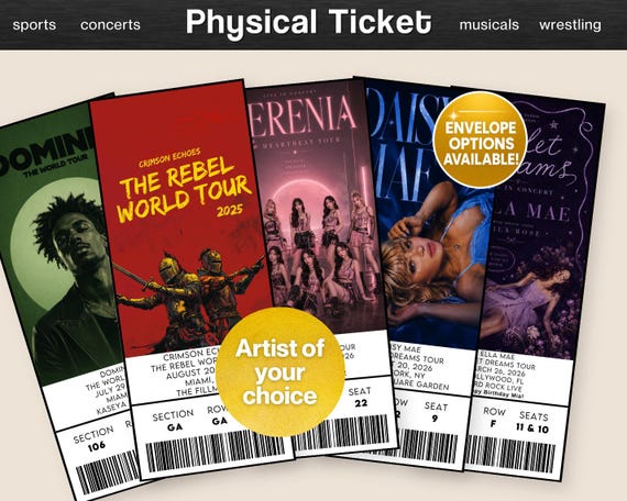 Custom Laminated Concert Ticket Gift Souvenir, Personalized Event Keepsake A1