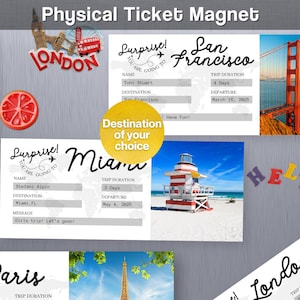 Magnet Physisches Ticket Benutzerdefinierte personalisierte Bordkarte Reiseziel Souvenir Artikel Überraschung offenbaren Geschenk Jahrestag Geburtstag Q18