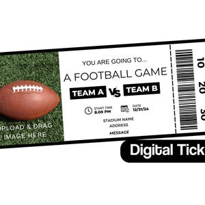 Bearbeitbares digitales Ticket-Sportmannschaftsspiel-benutzerdefiniertes personalisiertes Ticket-Andenken-Artikel für Andenken oder Überraschungsgeschenk