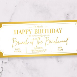 Foil Physisches Horizontales Ticket, Benutzerdefinierte personalisierte Geburtstagsticket-Souvenir-Artikel für Andenken oder Überraschungsgeschenk Urlaub Jahrestag