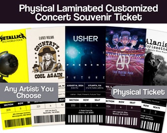 Physical Ticket Custom Personalized Laminated Concert Ticket Souvenir Tangible Item for Keepsake or Surprise Gift Holiday Anniversary Gift