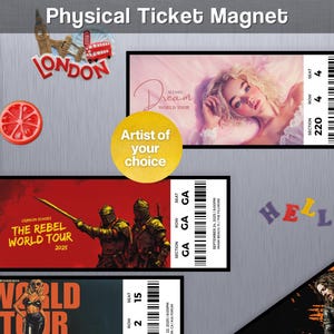 Magnet Physical Horizontal Ticket Custom Personalized Concert Ticket Souvenir Item for Surprise Gift Holiday Anniversary Birthday J9