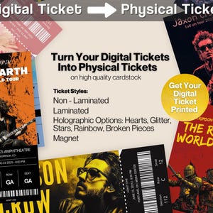 Physisches Ticket Benutzerdefiniertes personalisiertes laminiertes Konzertevent-ticket Drucken Sie Ihr digitales Ticket Überraschungsgeschenk Jahrestagsgeschenk