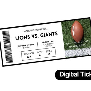 Bearbeitbares digitales Ticket-Sportmannschaftsspiel-benutzerdefiniertes personalisiertes Ticket-Andenken-Artikel für Andenken oder Überraschungsgeschenk