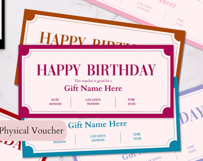 Physical Horizontal Ticket Voucher Custom Personalized Laminated Souvenir Item for Keepsake or Surprise Gift Holiday Anniversary