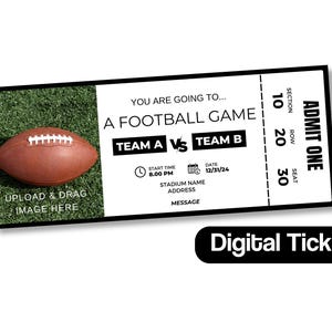 Bearbeitbares digitales Ticket-Sportmannschaftsspiel-benutzerdefiniertes personalisiertes Ticket-Andenken-Artikel für Andenken oder Überraschungsgeschenk