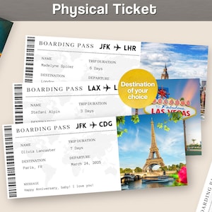 Physisches Ticket Kundenspezifische personalisierte Ziel Bordkarte Reise-Andenken-Artikel für Andenken Überraschung Jahrestag Geschenk Geburtstag T21