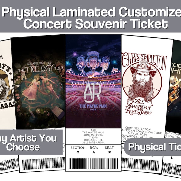 Physical Ticket Custom Personalized Laminated Concert Event Ticket Souvenir Tangible Item for Keepsake or Surprise Gift Anniversary Gift