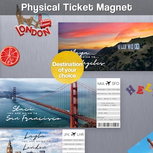 Magnet Physisches Ticket Benutzerdefinierte personalisierte Bordkarte Reiseziel Souvenir Artikel Überraschung offenbaren Geschenk Jahrestag Geburtstag N13