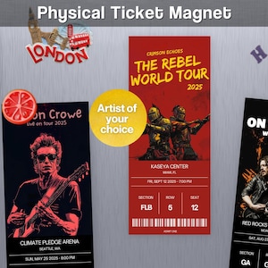 Magnet Physical Horizontal Ticket Custom Personalized Concert Ticket Souvenir Item for Surprise Gift Holiday Anniversary Birthday W24