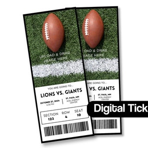Bearbeitbares digitales Ticket-Sportmannschaftsspiel-benutzerdefiniertes personalisiertes Ticket-Andenken-Artikel für Andenken oder Überraschungsgeschenk